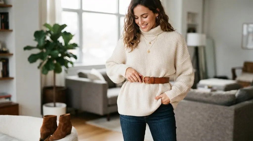 How to Style a Belt with a Sweater
