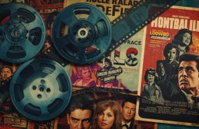 Collage of iconic 1960s movies, vintage posters, and film reels representing classic cinema.